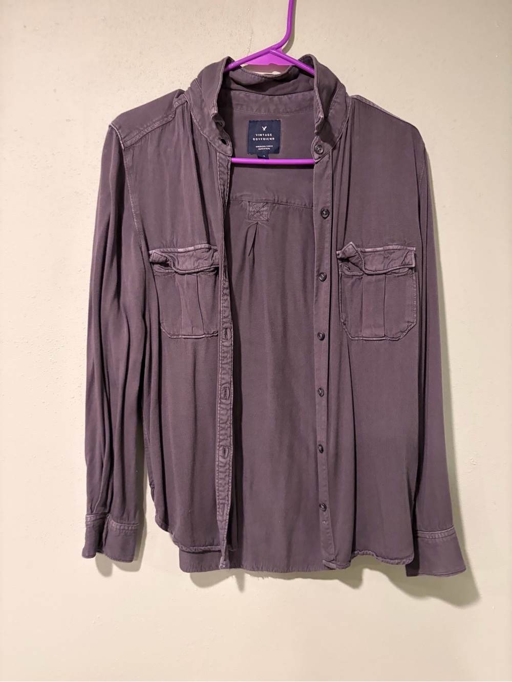 American Eagle Outfitters Charcoal Button-Up Shirt Jacket